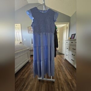 Elegant Blue Sleeveless Dress